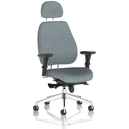 Chiro Plus High Back Chair With Headrest, Height Adjustable Arms, Rivet Tensile
