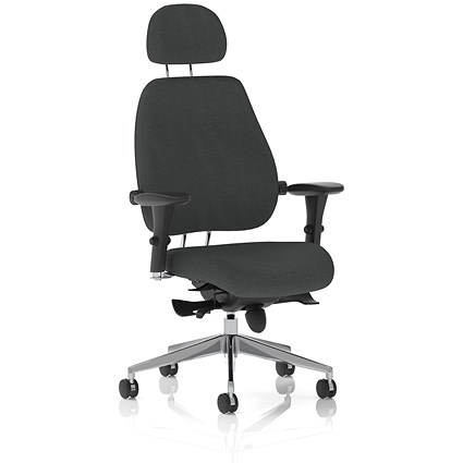 Chiro Plus High Back Chair With Headrest, Height Adjustable Arms, Quest Mussel