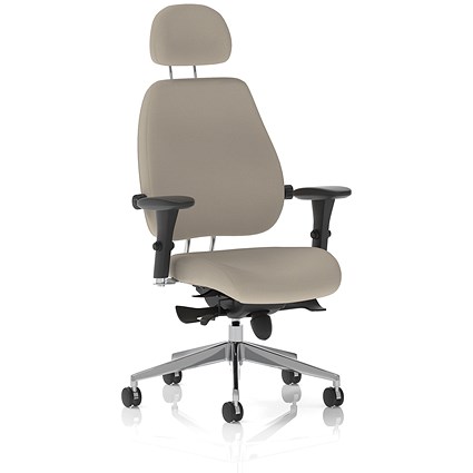 Chiro Plus High Back Chair With Headrest, Height Adjustable Arms, Quest Salt