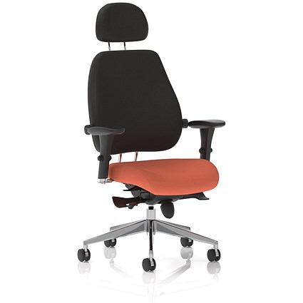 Chiro Plus High Black Back Chair With Headrest, Height Adjustable Arms, Quest Crab