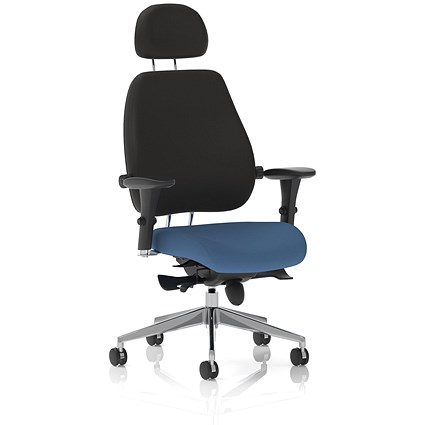 Chiro Plus High Black Back Chair With Headrest, Height Adjustable Arms, Quest Limpet