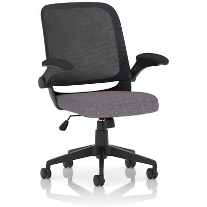 Crew Task Mesh Back Operator Chair, Folding Arms, Rivet Fuse
