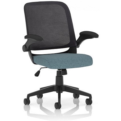 Crew Task Mesh Back Operator Chair, Folding Arms, Rivet Quench