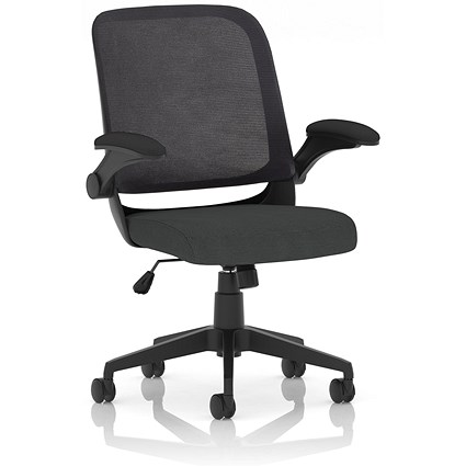 Crew Task Mesh Back Operator Chair, Folding Arms, Quest Mussel