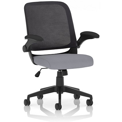 Crew Task Mesh Back Operator Chair, Folding Arms, Quest Shell
