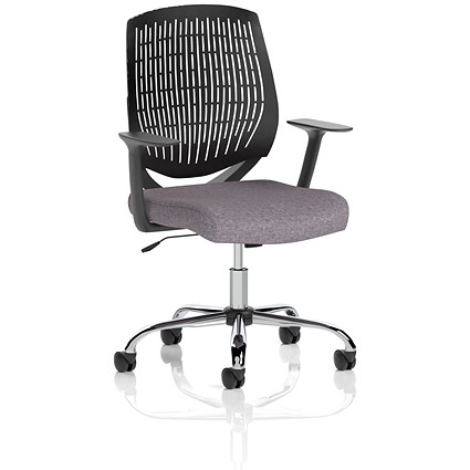 Dura Black Back Operator Chair, Fixed Height Arms, Rivet Fuse
