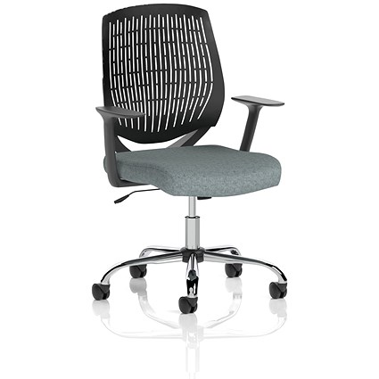 Dura Black Back Operator Chair, Fixed Height Arms, Rivet Tensile