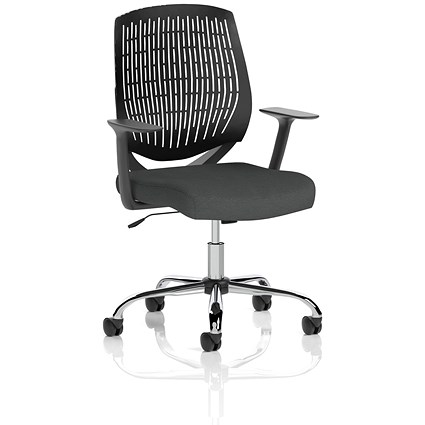 Dura Black Back Operator Chair, Fixed Height Arms, Quest Mussel