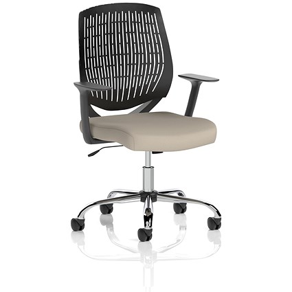 Dura Black Back Operator Chair, Fixed Height Arms, Quest Salt