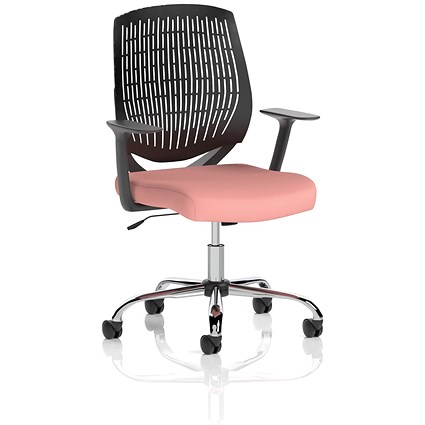 Dura Black Back Operator Chair, Fixed Height Arms, Quest Shrimp