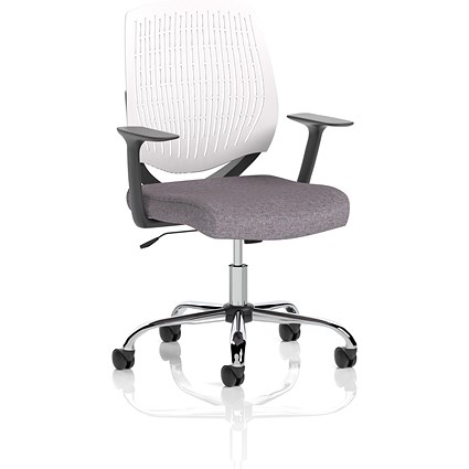 Dura White Back Operator Chair, Fixed Height Arms, Rivet Fuse