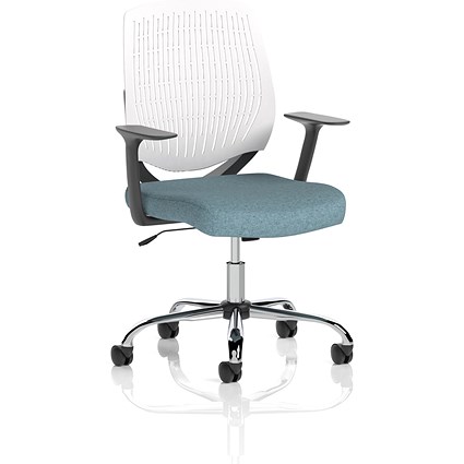 Dura White Back Operator Chair, Fixed Height Arms, Rivet Quench