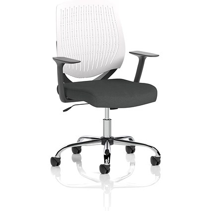 Dura White Back Operator Chair, Fixed Height Arms, Quest Mussel