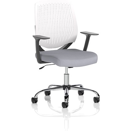 Dura White Back Operator Chair, Fixed Height Arms, Quest Shell
