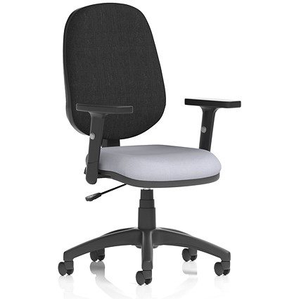 Eclipse Plus I Black Back Lever Task Operator Chair, Height Adjustable Arms, Quest Shell