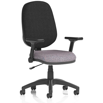 Eclipse Plus I Black Back Lever Task Operator Chair, Folding Arms, Rivet Fuse