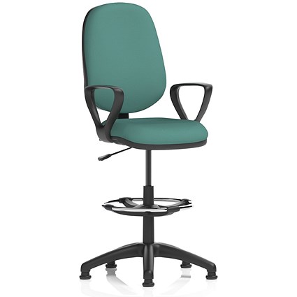Eclipse Plus I High Rise Operator Chair, Fixed Height Arms, Quest Kelp