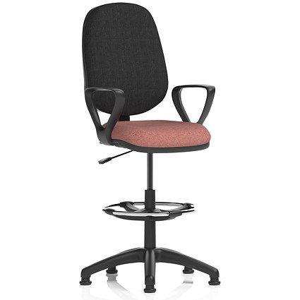 Eclipse Plus I Black Back High Rise Operator Chair, Fixed Height Arms, Rivet Forge