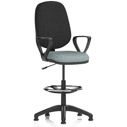 Eclipse Plus I Black Back High Rise Operator Chair, Fixed Height Arms, Rivet Tensile