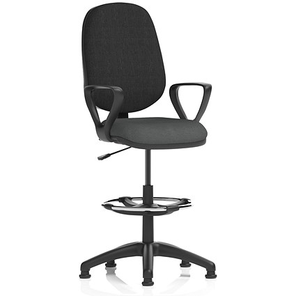 Eclipse Plus I Black Back High Rise Operator Chair, Fixed Height Arms, Quest Mussel