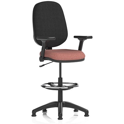 Eclipse Plus I Black Back High Rise Operator Chair, Folding Arms, Rivet Forge