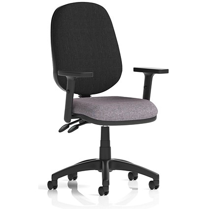 Eclipse Plus II Black Back Lever Task Operator Chair, Height Adjustable Arms, Rivet Fuse