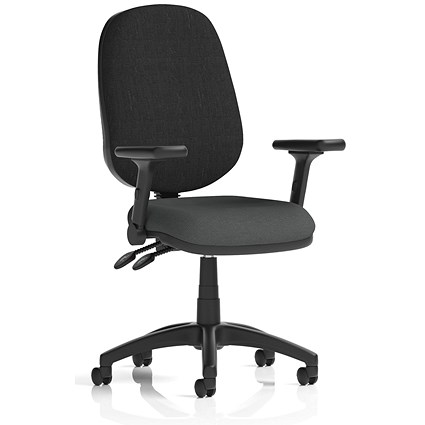 Eclipse Plus II Black Back Lever Task Operator Chair, Folding Arms, Quest Mussel