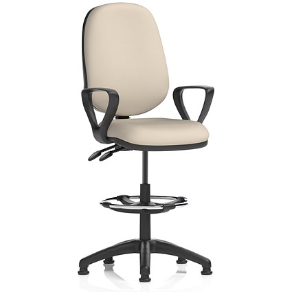 Eclipse Plus II High Rise Operator Chair, Fixed Arms, Quest Salt