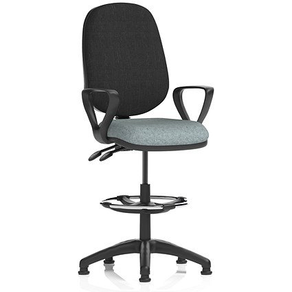 Eclipse Plus II High Rise Black Back Operator Chair, Fixed Arms, Rivet Tensile
