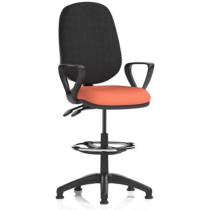 Eclipse Plus II High Rise Black Back Operator Chair, Fixed Arms, Quest Crab