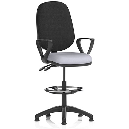 Eclipse Plus II High Rise Black Back Operator Chair, Fixed Arms, Quest Shell