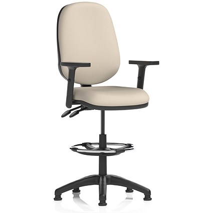 Eclipse Plus II High Rise Operator Chair, Height Adjustable Arms, Quest Salt