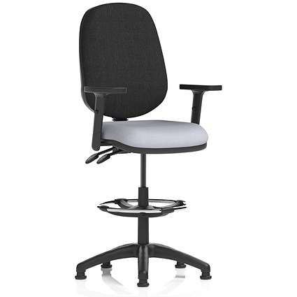 Eclipse Plus II High Rise Black Back Operator Chair, Height Adjustable Arms, Quest Shell