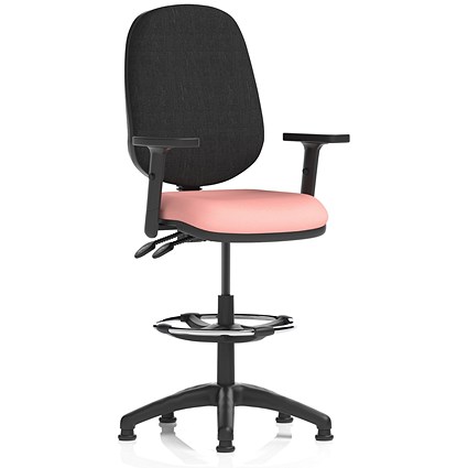 Eclipse Plus II High Rise Black Back Operator Chair, Height Adjustable Arms, Quest Shrimp