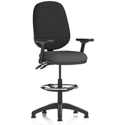 Eclipse Plus II Black Back High Rise Operator Chair, Folding Arms, Quest Mussel