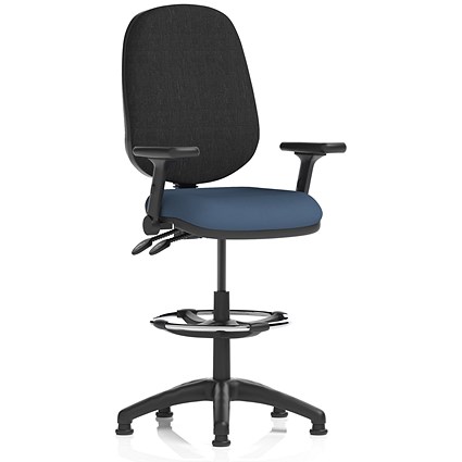 Eclipse Plus II Black Back High Rise Operator Chair, Folding Arms, Quest Whelk