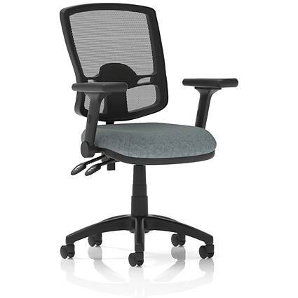 Eclipse Plus II Deluxe Mesh Back Lever Task Operator Chair, Folding Arms, Rivet Tensile