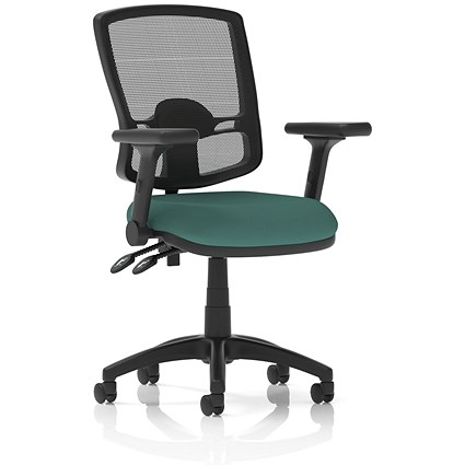 Eclipse Plus II Deluxe Mesh Back Lever Task Operator Chair, Folding Arms, Quest Kelp