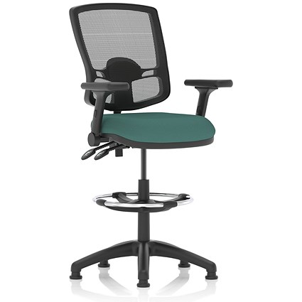 Eclipse Plus II Deluxe Mesh Back High Rise Operator Chair, Folding Arms, Quest Kelp