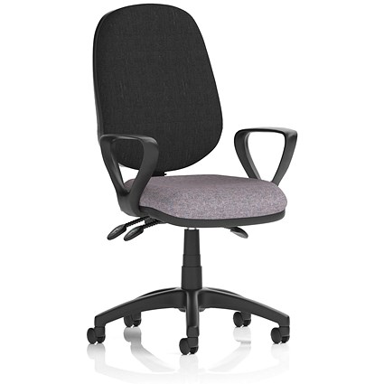 Eclipse Plus III Black Back Lever Task Operator Chair, Fixed Height Arms, Rivet Fuse