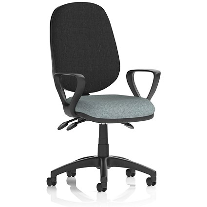 Eclipse Plus III Black Back Lever Task Operator Chair, Fixed Height Arms, Rivet Tensile