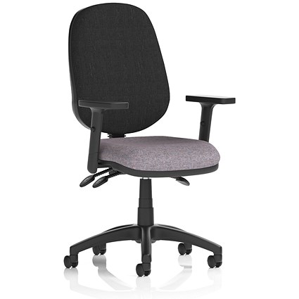 Eclipse Plus III Black Back Lever Task Operator Chair, Height Adjustable Arms, Rivet Fuse
