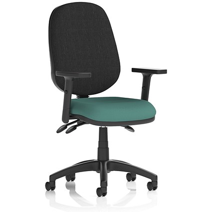 Eclipse Plus III Black Back Lever Task Operator Chair, Height Adjustable Arms, Quest Kelp