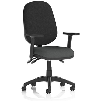 Eclipse Plus III Black Back Lever Task Operator Chair, Height Adjustable Arms, Quest Mussel