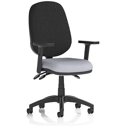 Eclipse Plus III Black Back Lever Task Operator Chair, Height Adjustable Arms, Quest Shell