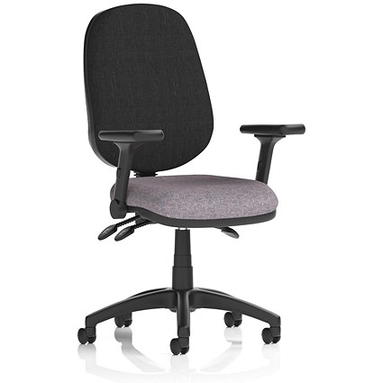 Eclipse Plus III Black Back Lever Task Operator Chair, Folding Arms, Rivet Fuse Eclipse Plus III Black Back Lever Task Operator Chair, Folding Arms, Rivet Fuse