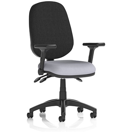Eclipse Plus III Black Back Lever Task Operator Chair, Folding Arms, Quest Shell