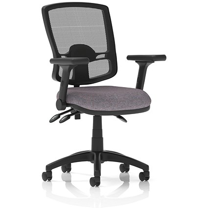 Eclipse Plus III Deluxe Mesh Back Lever Task Operator Chair, Folding Arms, Rivet Fuse