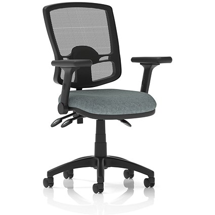 Eclipse Plus III Deluxe Mesh Back Lever Task Operator Chair, Folding Arms, Rivet Tensile