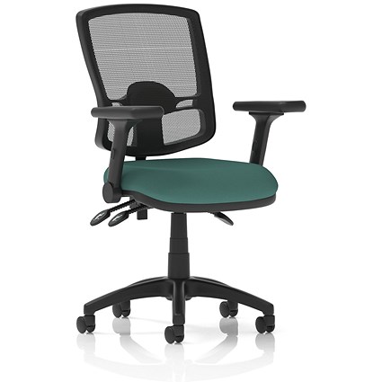 Eclipse Plus III Deluxe Mesh Back Lever Task Operator Chair, Folding Arms, Quest Kelp